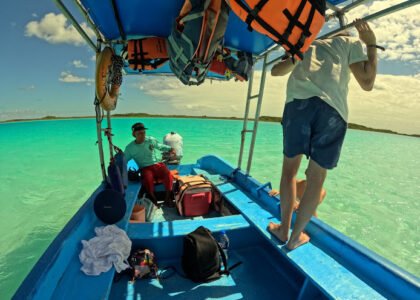 Private boat tour in Tulum's turquoise waters