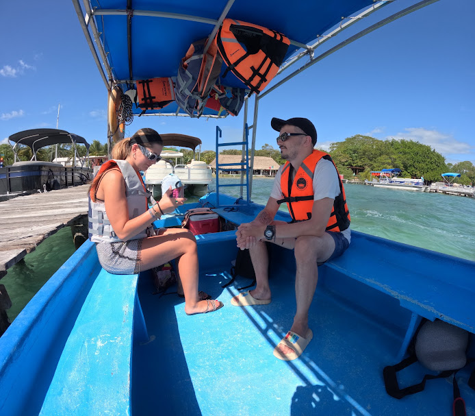 Scenic view of Bacalar lagoon from a private boat